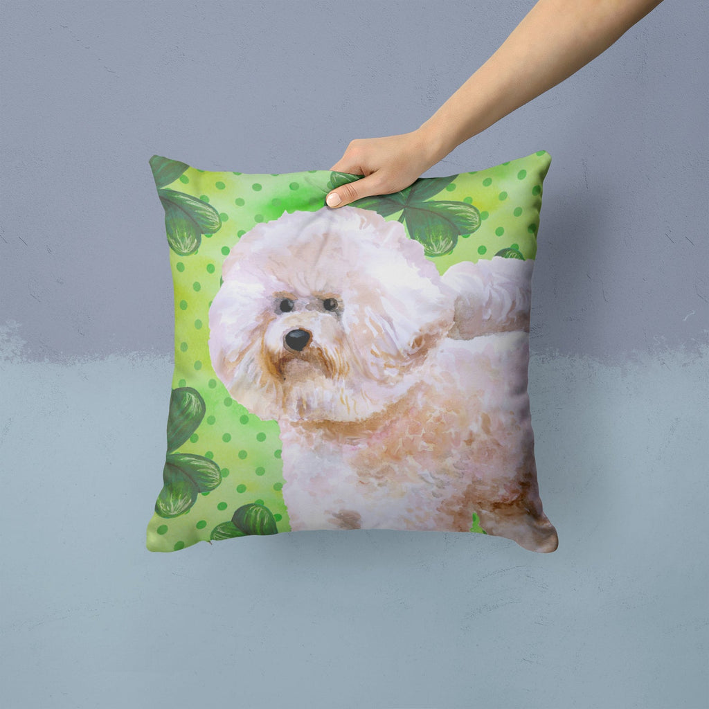 Bichon Frise #2 St Patrick's Decorative Throw Pillow 14x14 Indoor Outdoor Accent Cushion, Fabric Cover with Insert for Sofa, Bed, Porch & Living Room