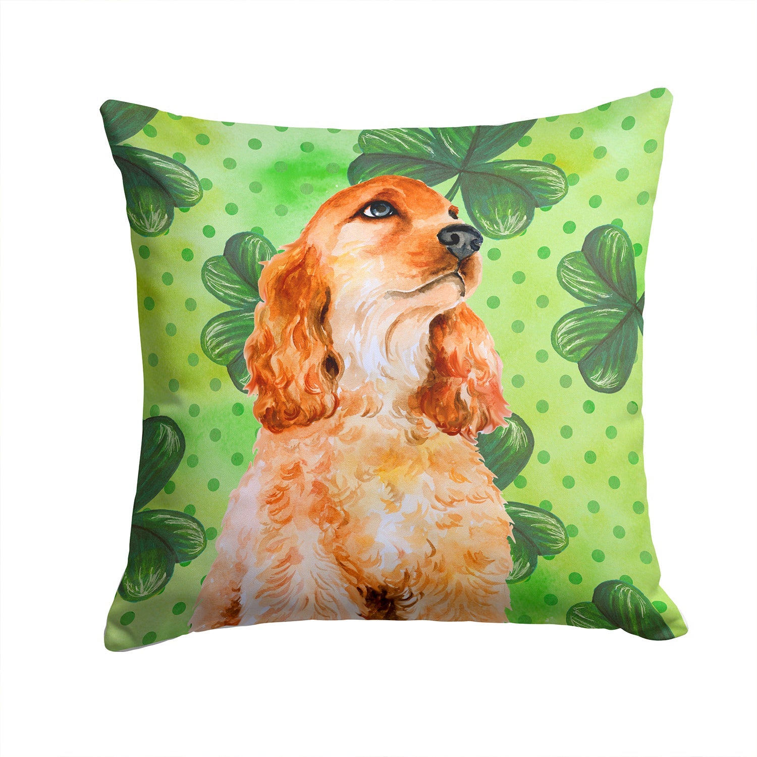 Cocker Spaniel St Patrick's Decorative Throw Pillow 14x14 Indoor Outdoor Accent Cushion, Fabric Cover with Insert for Sofa, Bed, Porch & Living Room
