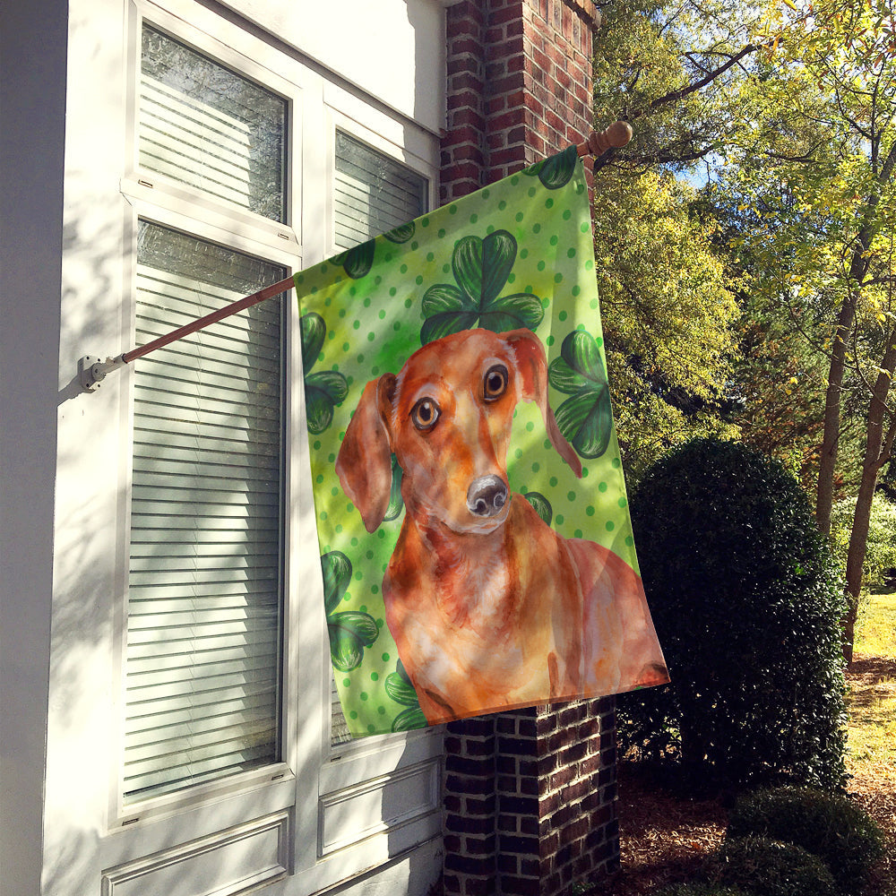 Red Dachshund St Patrick's House Flag 28x40 Porch Sleeve Pole Decorative Outside Yard Banner Artwork Wall Hanging, Polyester