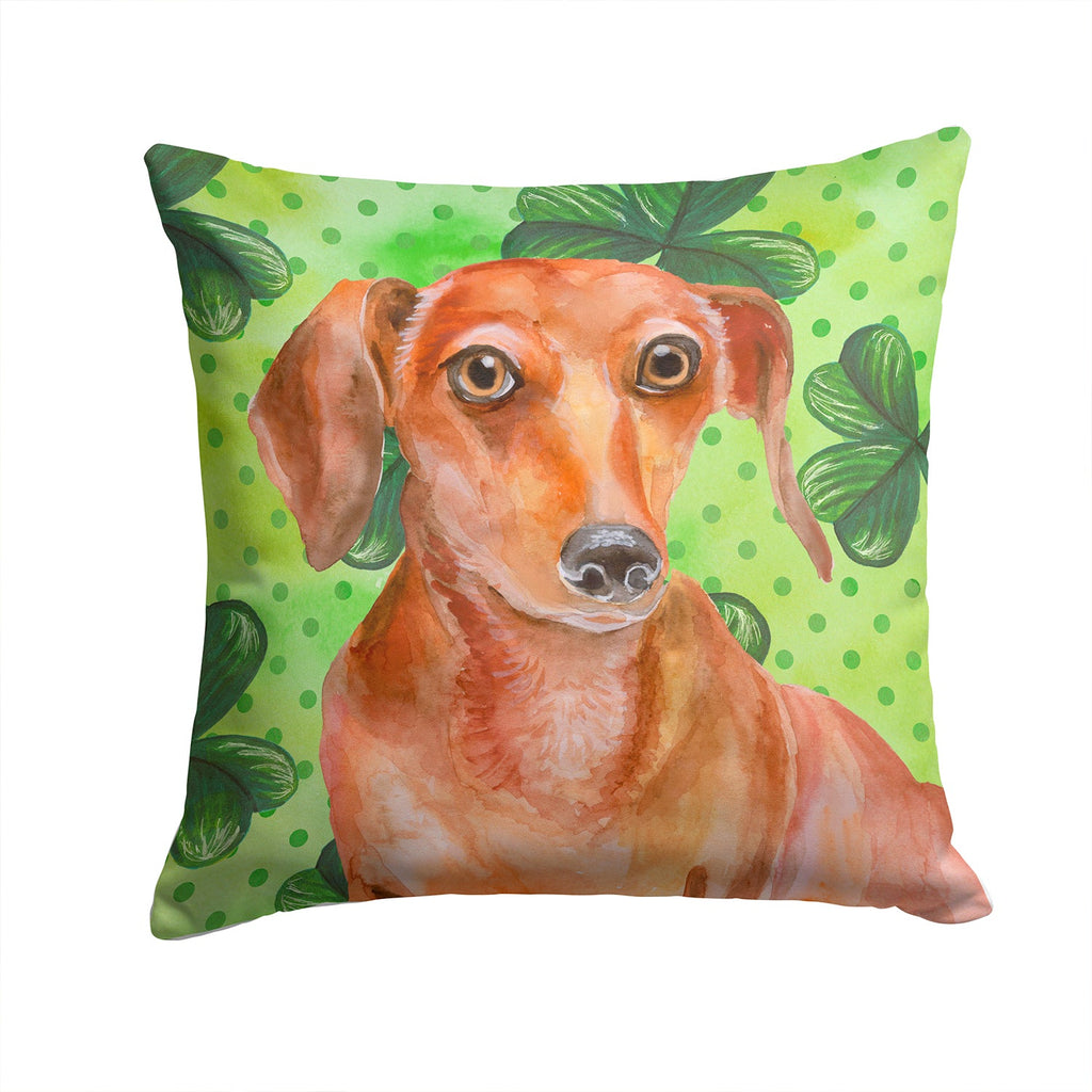Red Dachshund St Patrick's Decorative Throw Pillow 14x14 Indoor Outdoor Accent Cushion, Fabric Cover with Insert for Sofa, Bed, Porch & Living Room