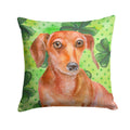 Red Dachshund St Patrick's Decorative Throw Pillow 14x14 Indoor Outdoor Accent Cushion, Fabric Cover with Insert for Sofa, Bed, Porch & Living Room