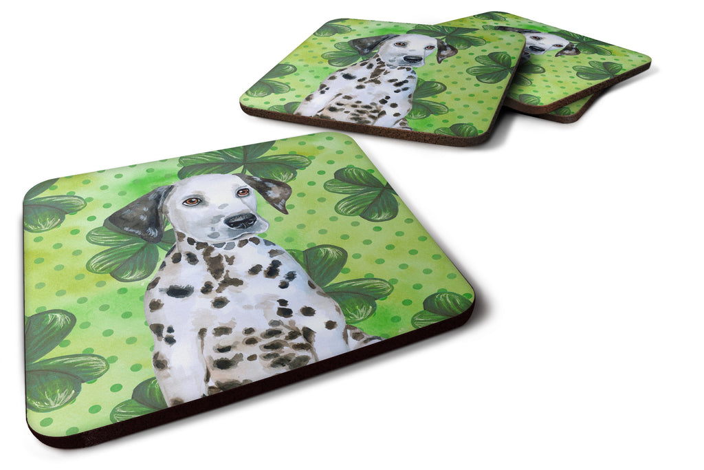 Dalmatian Puppy St Patrick's Foam Coasters Set of 4 Cup Coasters for Indoor Outdoor, Tabletop Protection, Anti Slip, Mouse pad Material