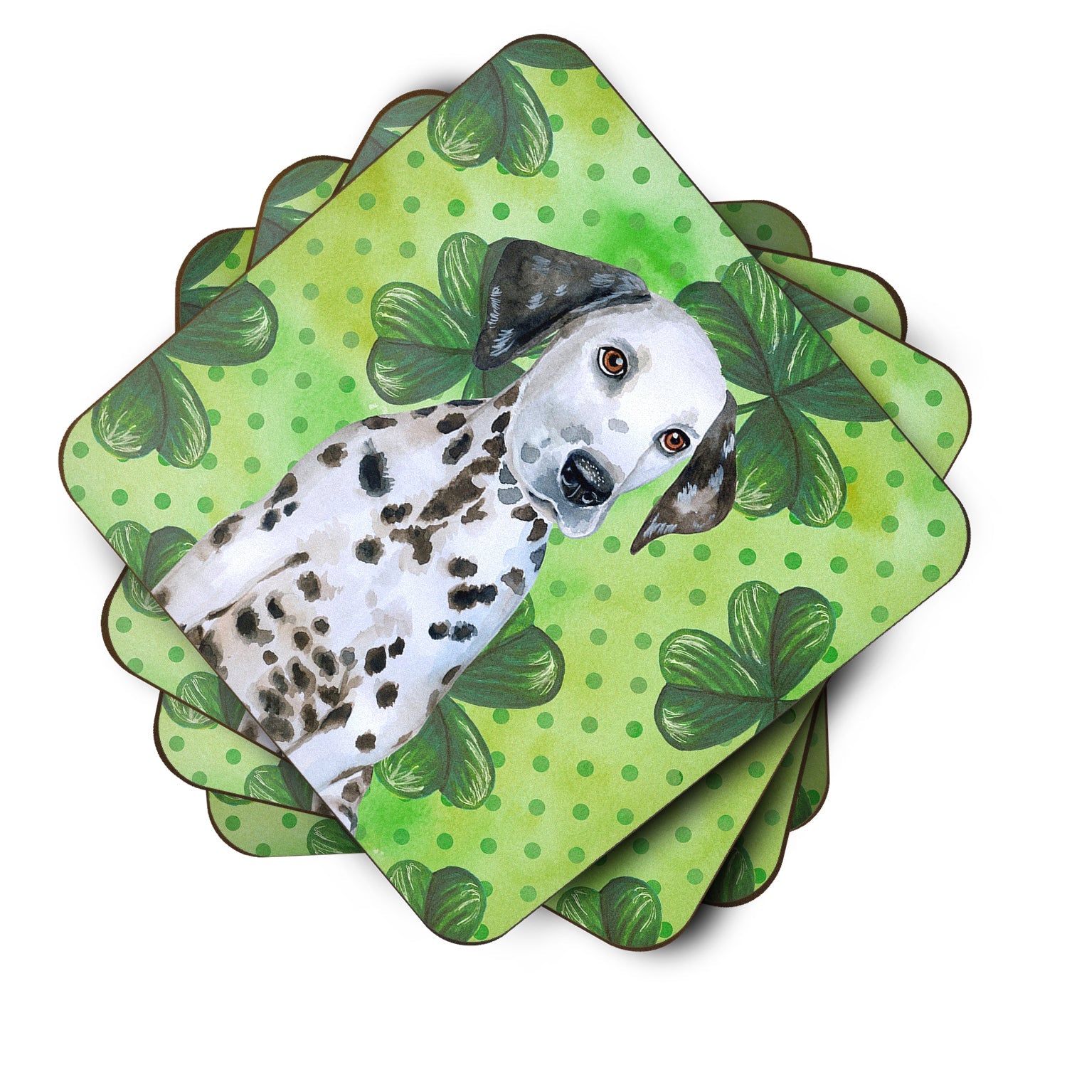 Dalmatian Puppy St Patrick's Foam Coasters Set of 4 Cup Coasters for Indoor Outdoor, Tabletop Protection, Anti Slip, Mouse pad Material