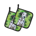 Dalmatian Puppy St Patrick's Pot Holder Set of 2 Heat Resistant Quilted Hot Pads 7.5 x 7.5 Inch, Insulated Kitchen Trivets for Cooking & Baking
