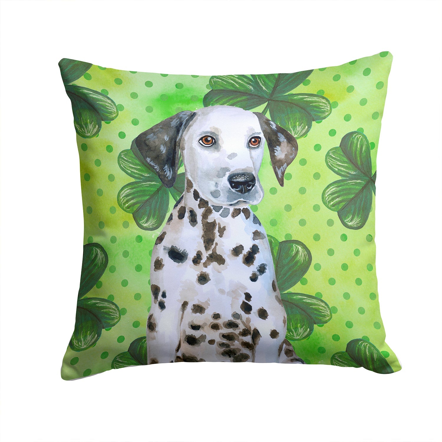 Dalmatian Puppy St Patrick's Decorative Throw Pillow 14x14 Indoor Outdoor Accent Cushion, Fabric Cover with Insert for Sofa, Bed, Porch & Living Room