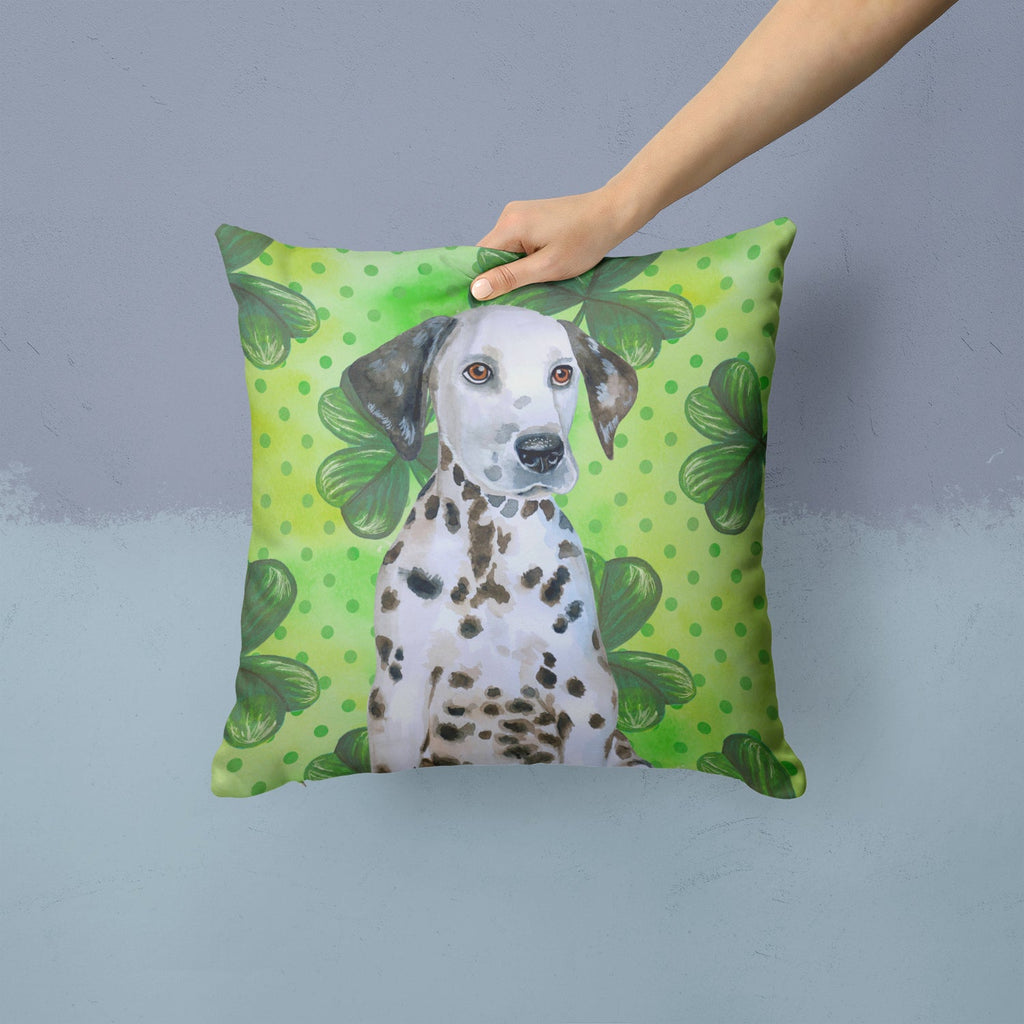 Dalmatian Puppy St Patrick's Decorative Throw Pillow 14x14 Indoor Outdoor Accent Cushion, Fabric Cover with Insert for Sofa, Bed, Porch & Living Room
