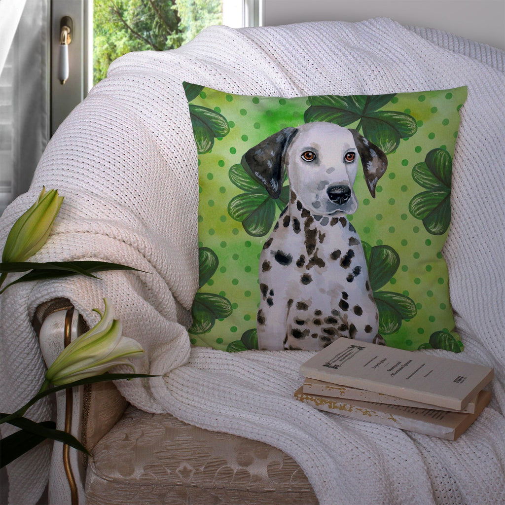 Dalmatian Puppy St Patrick's Decorative Throw Pillow 14x14 Indoor Outdoor Accent Cushion, Fabric Cover with Insert for Sofa, Bed, Porch & Living Room