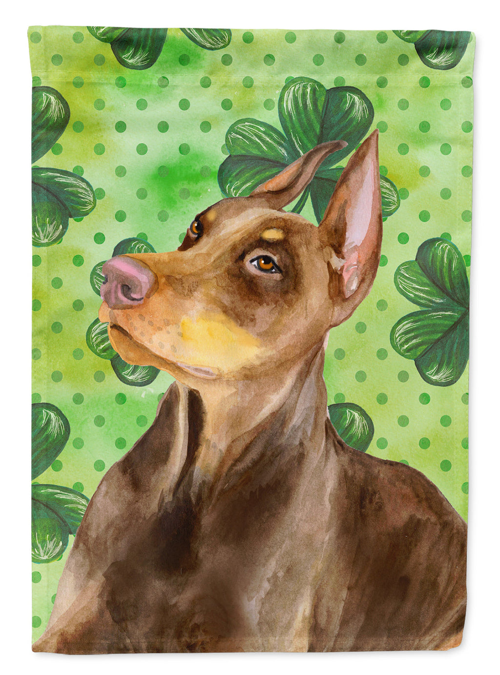 Doberman Pinscher St Patrick's House Flag 28x40 Porch Sleeve Pole Decorative Outside Yard Banner Artwork Wall Hanging, Polyester