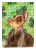 Doberman Pinscher St Patrick's House Flag 28x40 Porch Sleeve Pole Decorative Outside Yard Banner Artwork Wall Hanging, Polyester