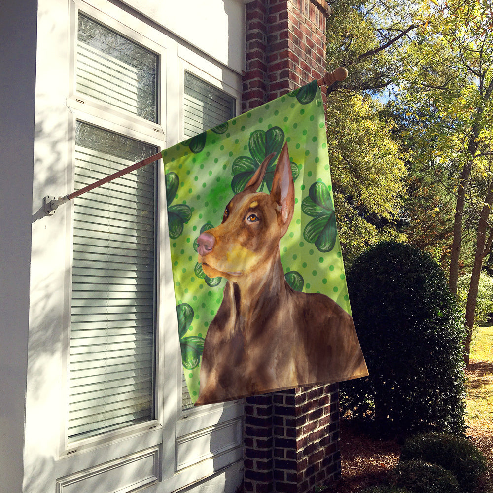 Doberman Pinscher St Patrick's House Flag 28x40 Porch Sleeve Pole Decorative Outside Yard Banner Artwork Wall Hanging, Polyester