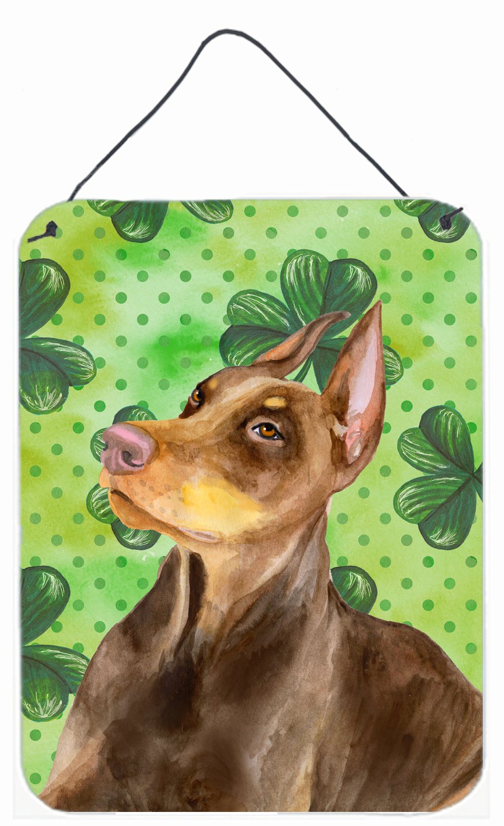 Doberman Pinscher St Patrick's Wall or Door Hanging Prints Aluminum Metal Sign Kitchen Wall Bar Bathroom Plaque Home Decor Front Door Plaque, 12x16, Multicolor