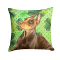 Doberman Pinscher St Patrick's Decorative Throw Pillow 14x14 Indoor Outdoor Accent Cushion, Fabric Cover with Insert for Sofa, Bed, Porch & Living Room