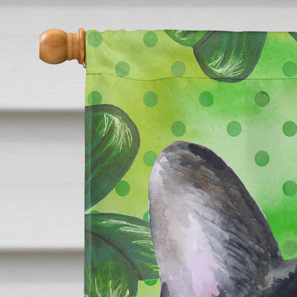French Bulldog Black White St Patrick's House Flag 28x40 Porch Sleeve Pole Decorative Outside Yard Banner Artwork Wall Hanging, Polyester