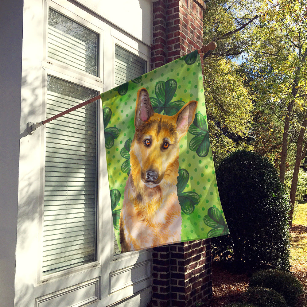 German Shepherd #2 St Patrick's House Flag 28x40 Porch Sleeve Pole Decorative Outside Yard Banner Artwork Wall Hanging, Polyester