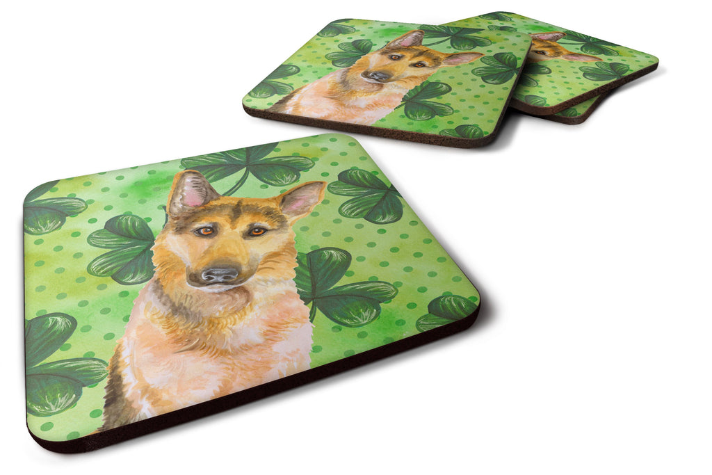 German Shepherd #2 St Patrick's Foam Coasters Set of 4 Cup Coasters for Indoor Outdoor, Tabletop Protection, Anti Slip, Mouse pad Material
