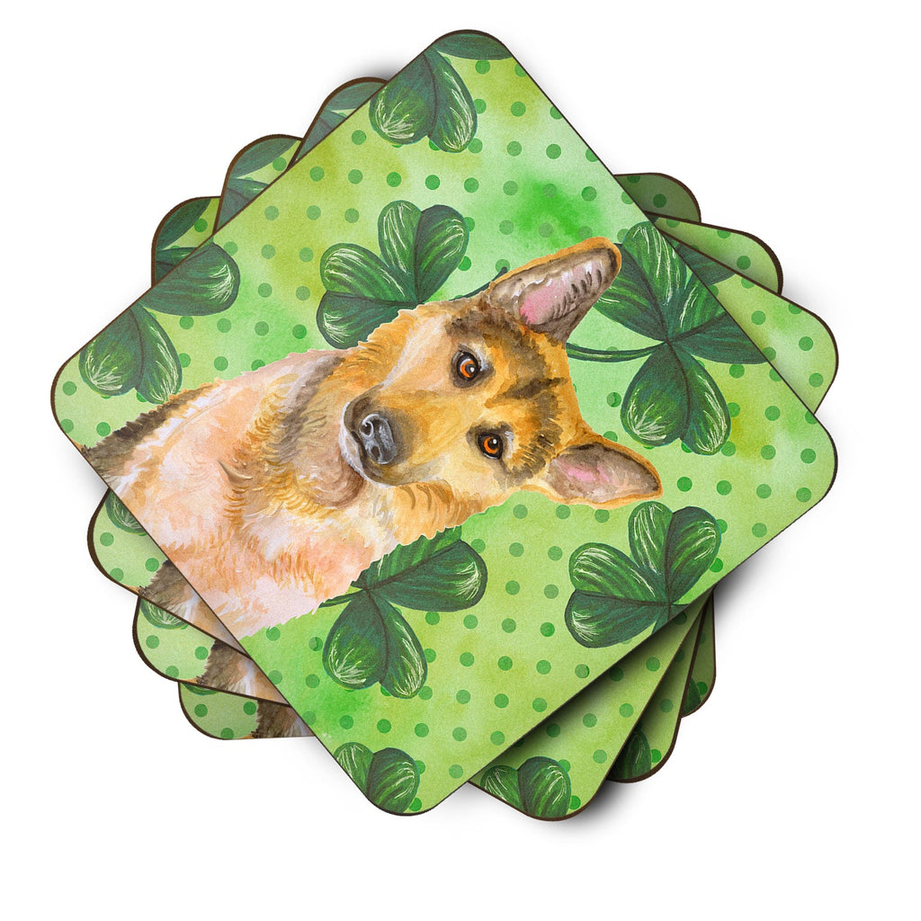 German Shepherd #2 St Patrick's Foam Coasters Set of 4 Cup Coasters for Indoor Outdoor, Tabletop Protection, Anti Slip, Mouse pad Material