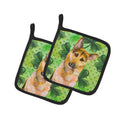 German Shepherd #2 St Patrick's Pot Holder Set of 2 Heat Resistant Quilted Hot Pads 7.5 x 7.5 Inch, Insulated Kitchen Trivets for Cooking & Baking