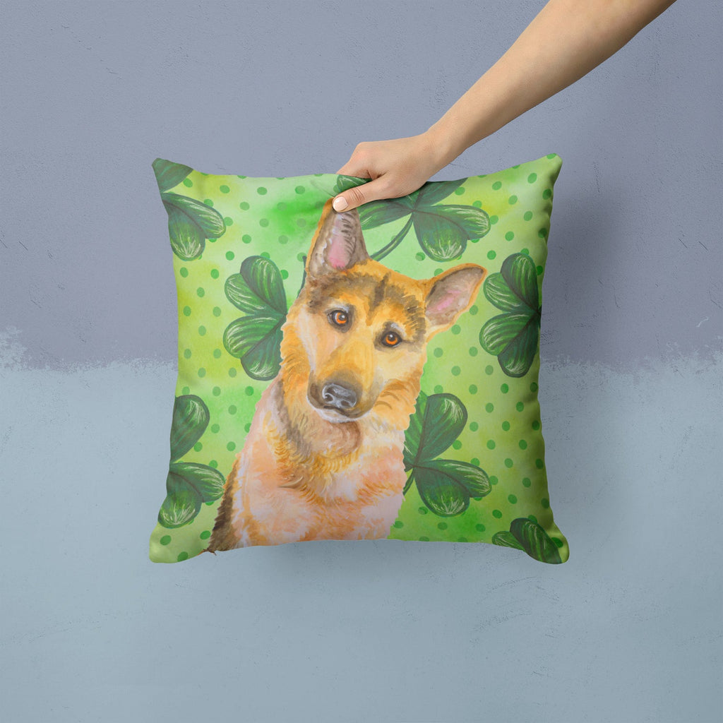 German Shepherd #2 St Patrick's Decorative Throw Pillow 14x14 Indoor Outdoor Accent Cushion, Fabric Cover with Insert for Sofa, Bed, Porch & Living Room