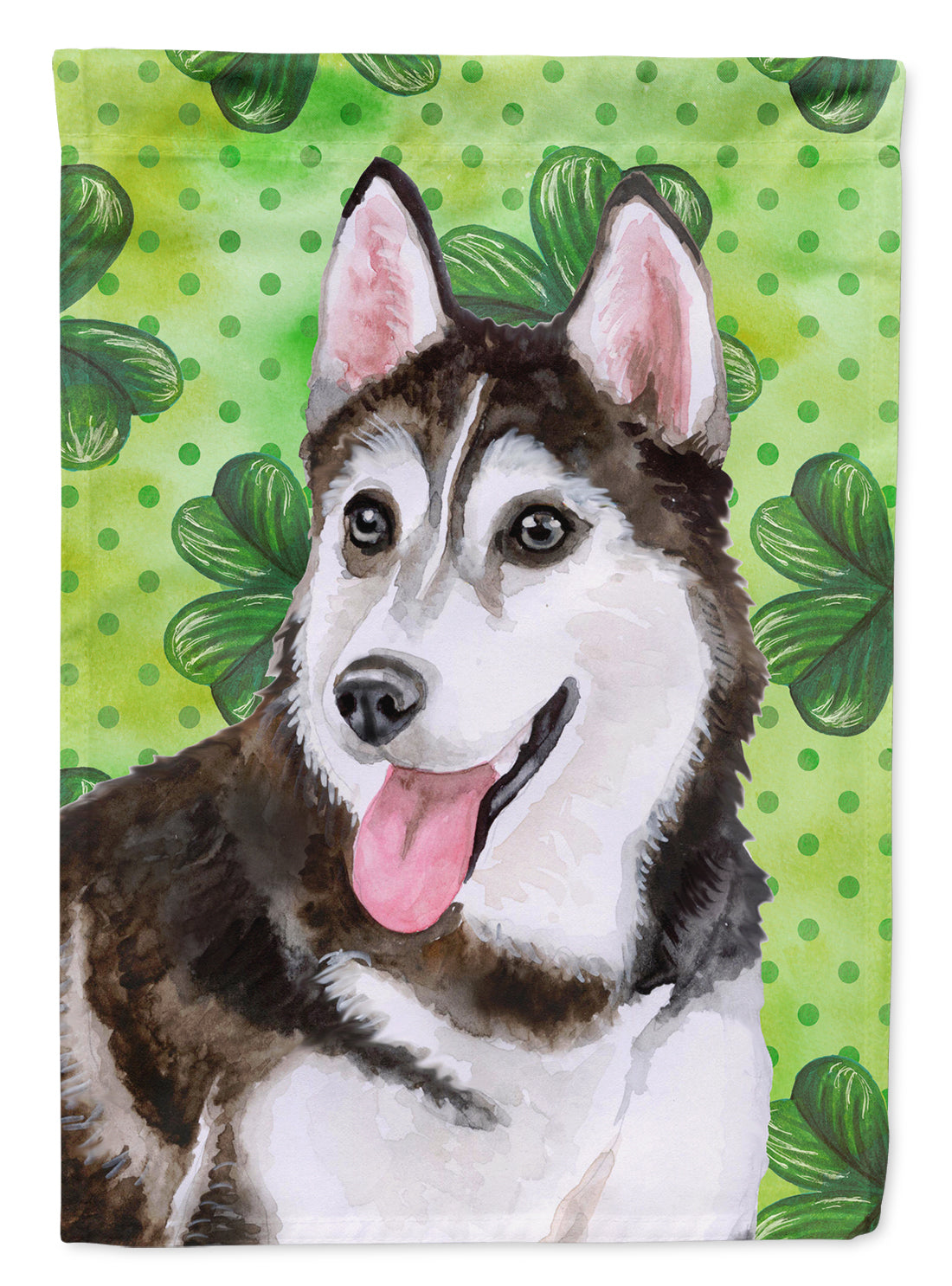Siberian Husky #2 St Patrick's House Flag 28x40 Porch Sleeve Pole Decorative Outside Yard Banner Artwork Wall Hanging, Polyester