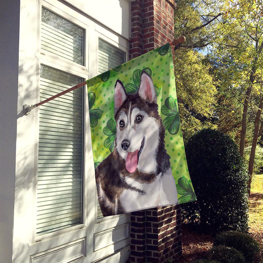 Siberian Husky #2 St Patrick's House Flag 28x40 Porch Sleeve Pole Decorative Outside Yard Banner Artwork Wall Hanging, Polyester