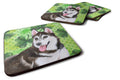 Siberian Husky #2 St Patrick's Foam Coasters Set of 4 Cup Coasters for Indoor Outdoor, Tabletop Protection, Anti Slip, Mouse pad Material