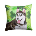 Siberian Husky #2 St Patrick's Decorative Throw Pillow 14x14 Indoor Outdoor Accent Cushion, Fabric Cover with Insert for Sofa, Bed, Porch & Living Room
