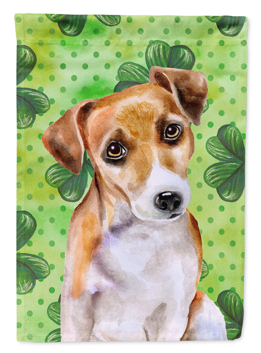 Jack Russell Terrier #2 St Patrick's House Flag 28x40 Porch Sleeve Pole Decorative Outside Yard Banner Artwork Wall Hanging, Polyester
