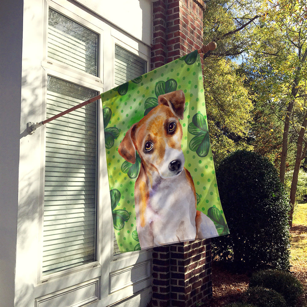 Jack Russell Terrier #2 St Patrick's House Flag 28x40 Porch Sleeve Pole Decorative Outside Yard Banner Artwork Wall Hanging, Polyester