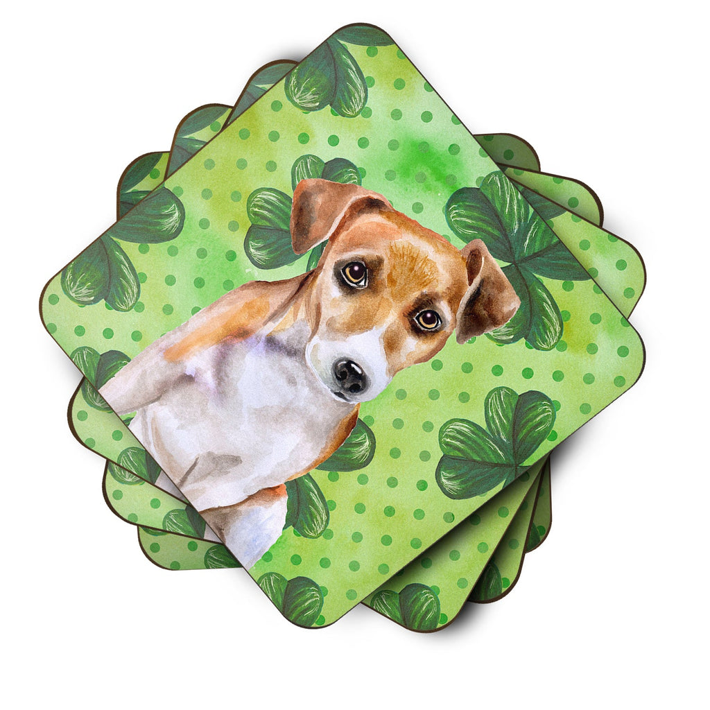 Jack Russell Terrier #2 St Patrick's Foam Coasters Set of 4 Cup Coasters for Indoor Outdoor, Tabletop Protection, Anti Slip, Mouse pad Material