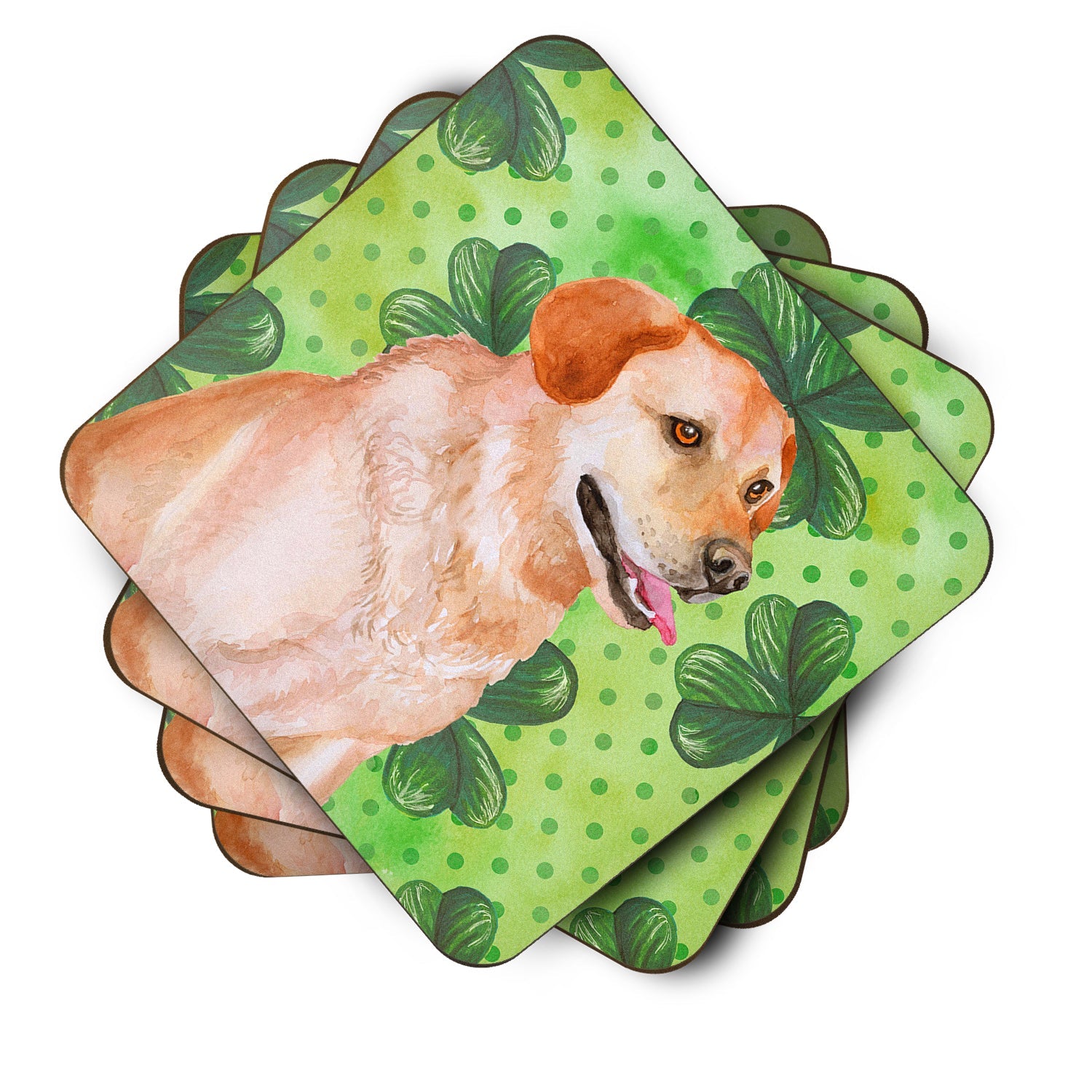Labrador Retriever St Patrick's Foam Coasters Set of 4 Cup Coasters for Indoor Outdoor, Tabletop Protection, Anti Slip, Mouse pad Material