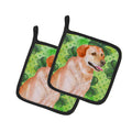 Labrador Retriever St Patrick's Pot Holder Set of 2 Heat Resistant Quilted Hot Pads 7.5 x 7.5 Inch, Insulated Kitchen Trivets for Cooking & Baking