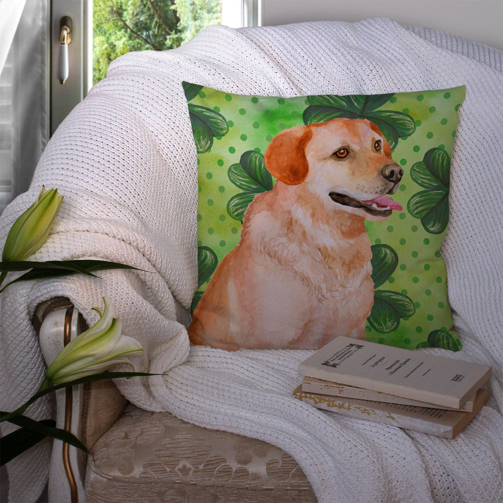 Labrador Retriever St Patrick's Decorative Throw Pillow 14x14 Indoor Outdoor Accent Cushion, Fabric Cover with Insert for Sofa, Bed, Porch & Living Room