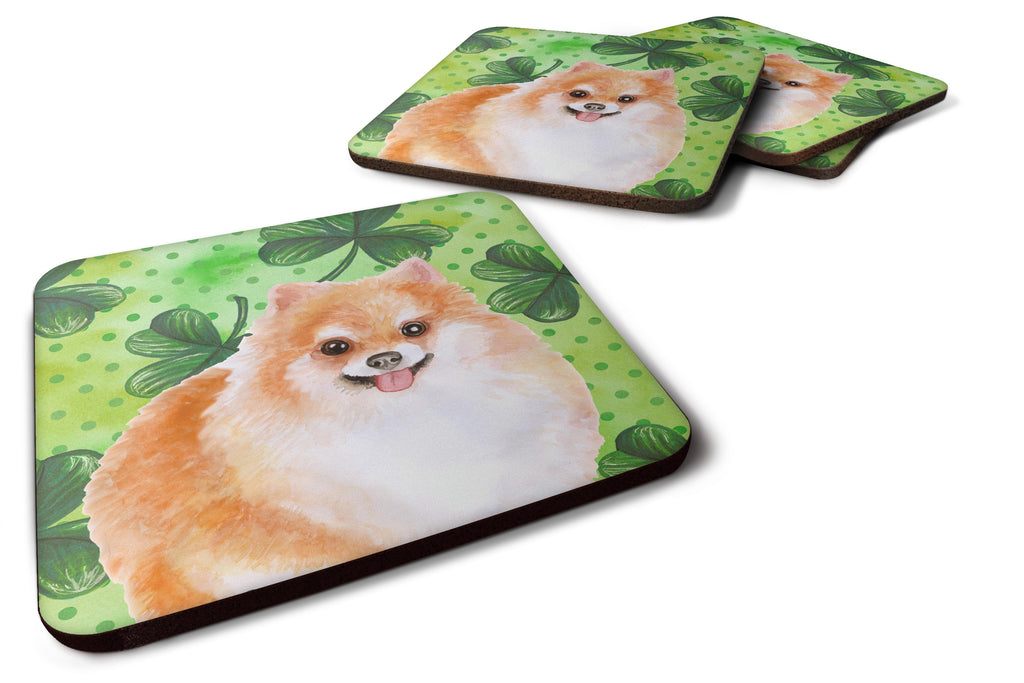 Pomeranian #2 St Patrick's Foam Coasters Set of 4 Cup Coasters for Indoor Outdoor, Tabletop Protection, Anti Slip, Mouse pad Material