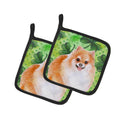Pomeranian #2 St Patrick's Pot Holder Set of 2 Heat Resistant Quilted Hot Pads 7.5 x 7.5 Inch, Insulated Kitchen Trivets for Cooking & Baking