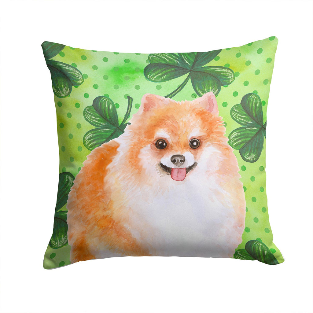 Pomeranian #2 St Patrick's Decorative Throw Pillow 14x14 Indoor Outdoor Accent Cushion, Fabric Cover with Insert for Sofa, Bed, Porch & Living Room