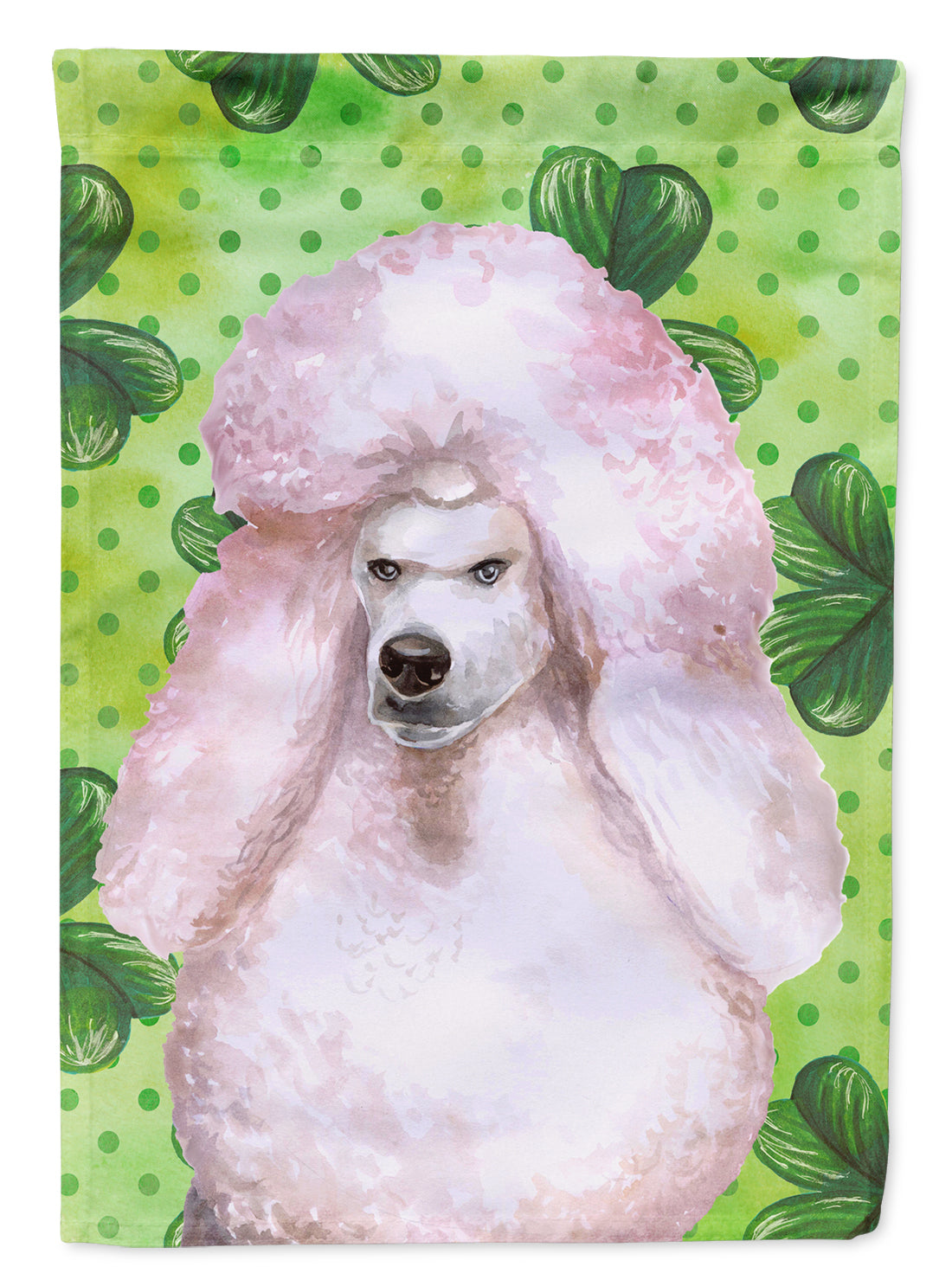 White Standard Poodle St Patrick's House Flag 28x40 Porch Sleeve Pole Decorative Outside Yard Banner Artwork Wall Hanging, Polyester