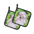 White Standard Poodle St Patrick's Pot Holder Set of 2 Heat Resistant Quilted Hot Pads 7.5 x 7.5 Inch, Insulated Kitchen Trivets for Cooking & Baking