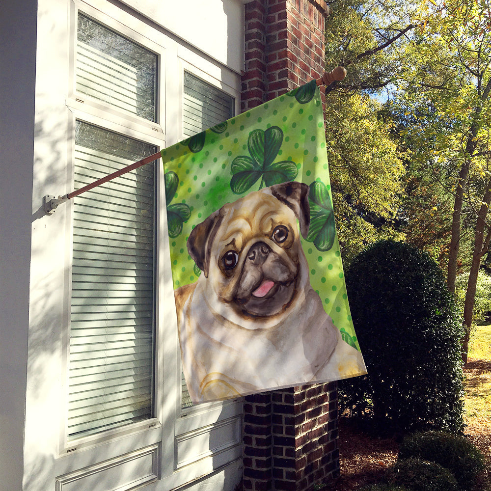 Fawn Pug St Patrick's House Flag 28x40 Porch Sleeve Pole Decorative Outside Yard Banner Artwork Wall Hanging, Polyester