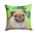 Fawn Pug St Patrick's Decorative Throw Pillow 14x14 Indoor Outdoor Accent Cushion, Fabric Cover with Insert for Sofa, Bed, Porch & Living Room