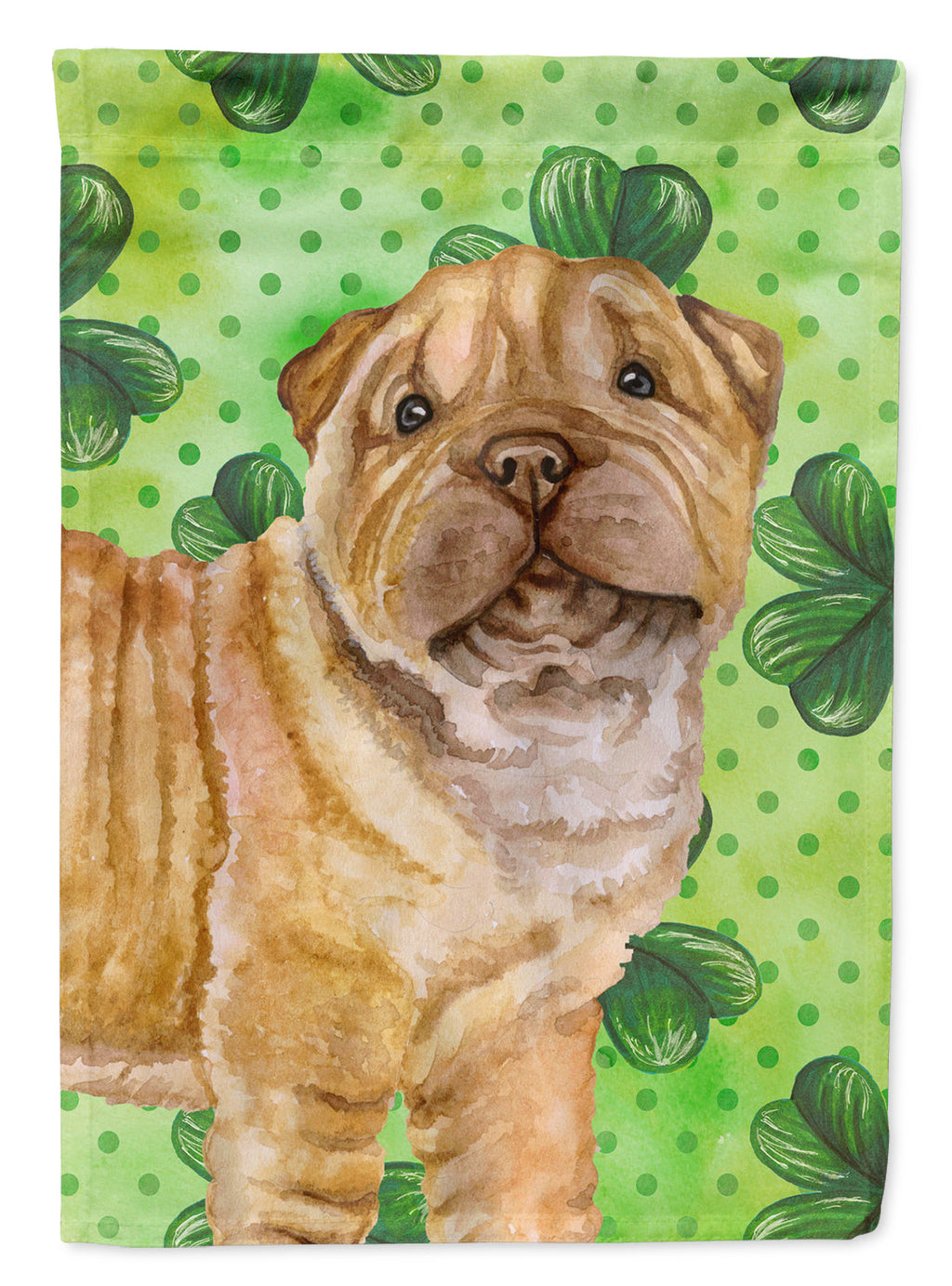 Shar Pei Puppy St Patrick's House Flag 28x40 Porch Sleeve Pole Decorative Outside Yard Banner Artwork Wall Hanging, Polyester