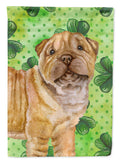 Shar Pei Puppy St Patrick's House Flag 28x40 Porch Sleeve Pole Decorative Outside Yard Banner Artwork Wall Hanging, Polyester