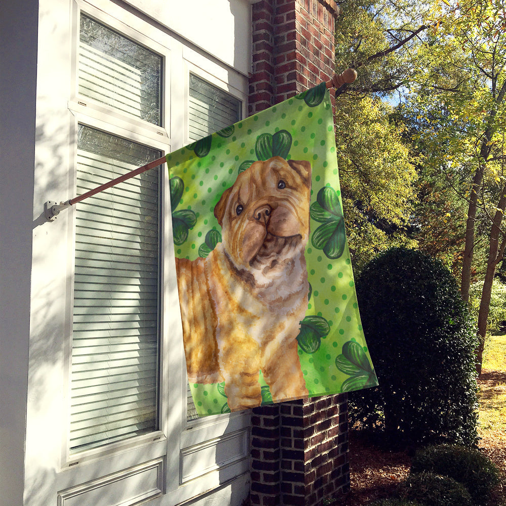 Shar Pei Puppy St Patrick's House Flag 28x40 Porch Sleeve Pole Decorative Outside Yard Banner Artwork Wall Hanging, Polyester