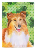 Sheltie St Patrick's House Flag 28x40 Porch Sleeve Pole Decorative Outside Yard Banner Artwork Wall Hanging, Polyester