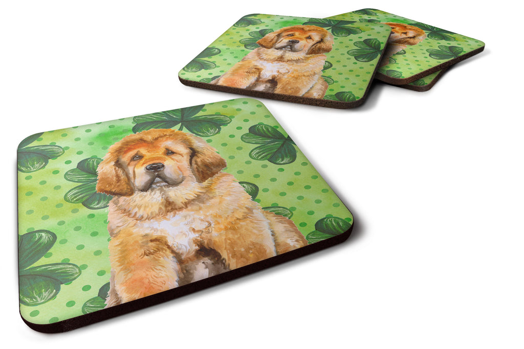 Tibetan Mastiff St Patrick's Foam Coasters Set of 4 Cup Coasters for Indoor Outdoor, Tabletop Protection, Anti Slip, Mouse pad Material