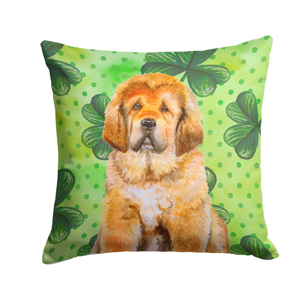 Tibetan Mastiff St Patrick's Decorative Throw Pillow 14x14 Indoor Outdoor Accent Cushion, Fabric Cover with Insert for Sofa, Bed, Porch & Living Room