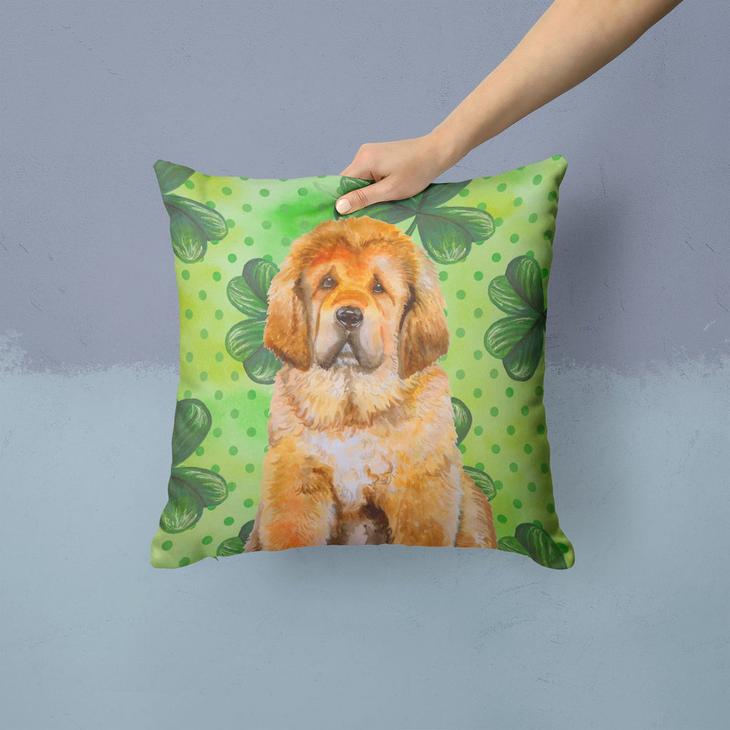 Tibetan Mastiff St Patrick's Decorative Throw Pillow 14x14 Indoor Outdoor Accent Cushion, Fabric Cover with Insert for Sofa, Bed, Porch & Living Room