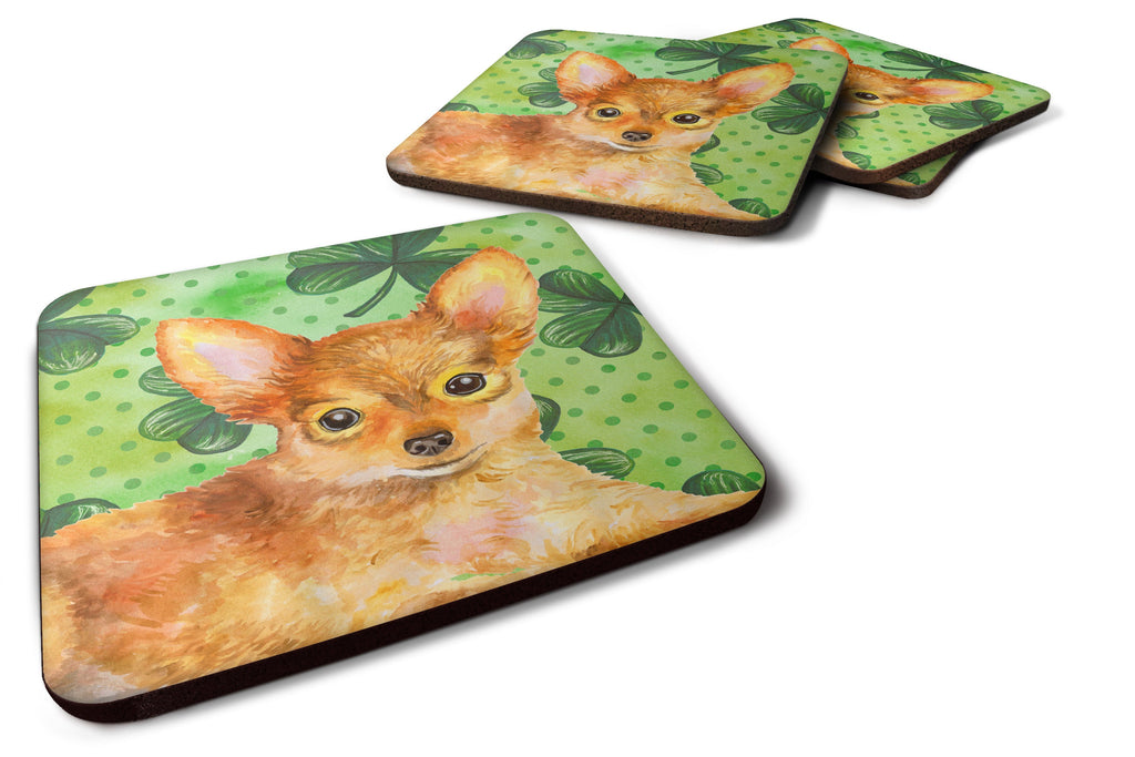 Toy Terrier St Patrick's Foam Coasters Set of 4 Cup Coasters for Indoor Outdoor, Tabletop Protection, Anti Slip, Mouse pad Material