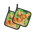 Toy Terrier St Patrick's Pot Holder Set of 2 Heat Resistant Quilted Hot Pads 7.5 x 7.5 Inch, Insulated Kitchen Trivets for Cooking & Baking