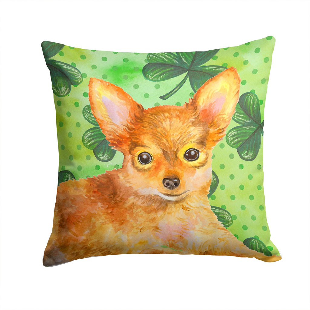 Toy Terrier St Patrick's Decorative Throw Pillow 14x14 Indoor Outdoor Accent Cushion, Fabric Cover with Insert for Sofa, Bed, Porch & Living Room