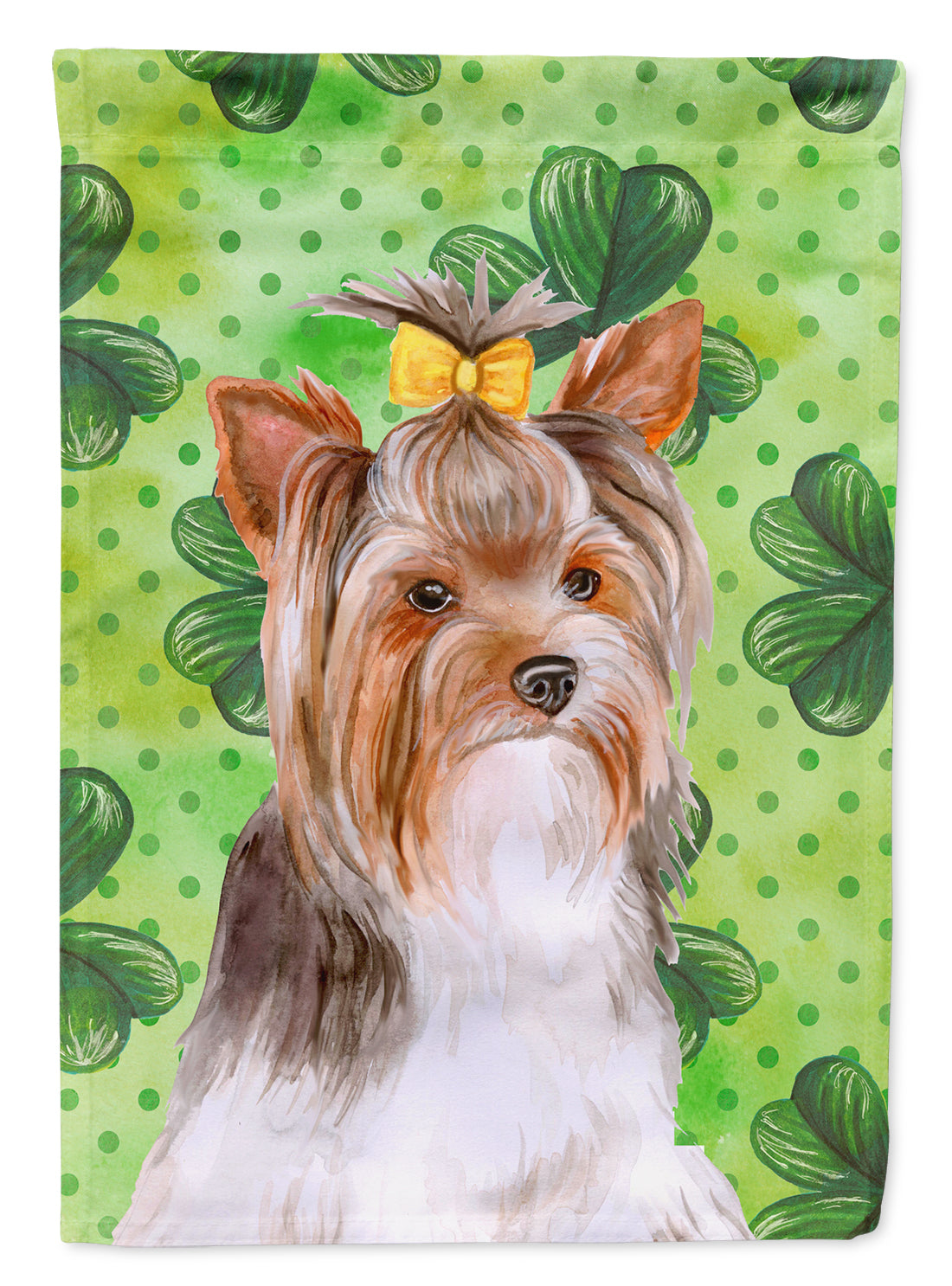 Yorkshire Terrier #2 St Patrick's House Flag 28x40 Porch Sleeve Pole Decorative Outside Yard Banner Artwork Wall Hanging, Polyester